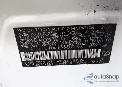 2017 Lexus Is 200T из США, поврежденный, VIN JTHBA1D2XH5045368